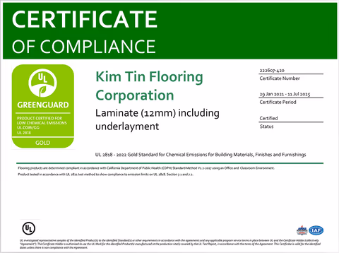 Chứng nhận Greenguard Gold do UL cấp